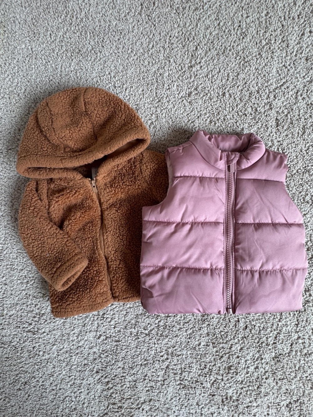 Baby girl 3-6m cold weather bundle vest & Sherpa zipper hoodie